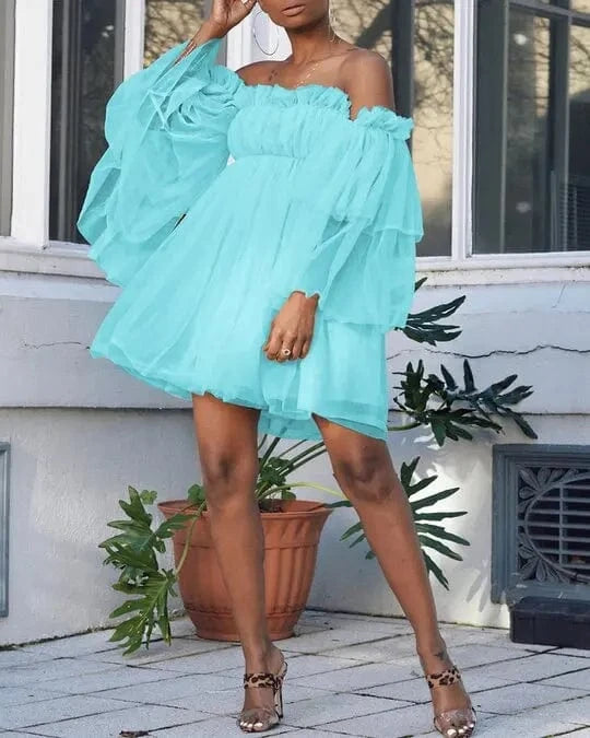New 2024 Fashion Plus Size Women Clothing Solid Color Midi Skirt Dress Loose Casual Mesh High Waist Dress