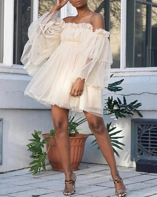 New 2024 Fashion Plus Size Women Clothing Solid Color Midi Skirt Dress Loose Casual Mesh High Waist Dress