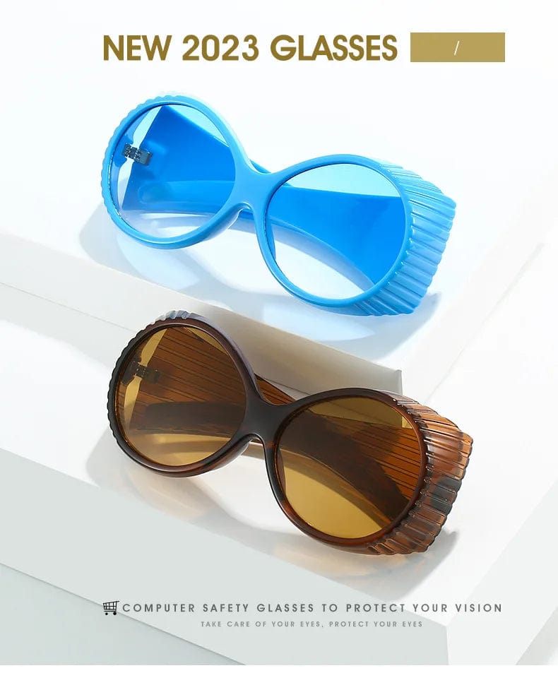 New 2024 Retro Oval Sunglasses Big Frame Modern Show Fashion Glasses Woman