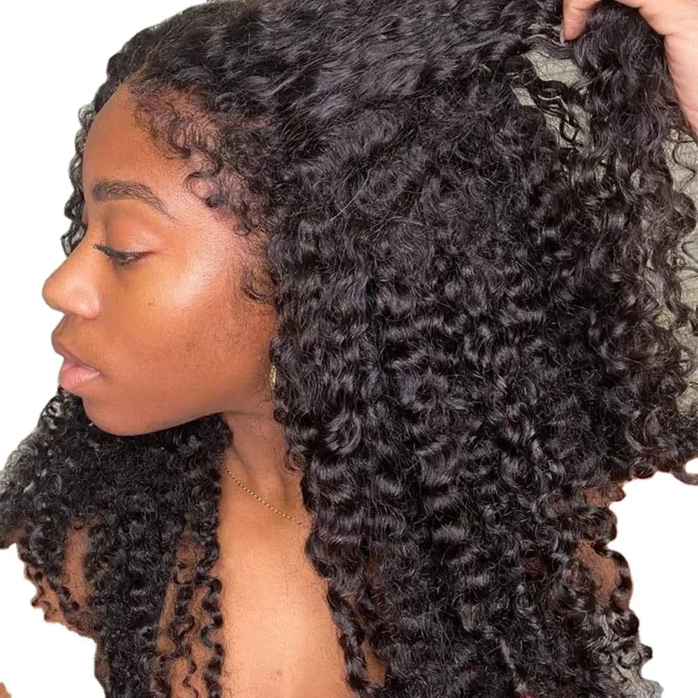 New 4C Textured Hairline Wigs Curly Baby Hair Natural Edges Skin Melt HD Lace Frontal Wigs Kinky Yaki Straight Human Hair Wigs