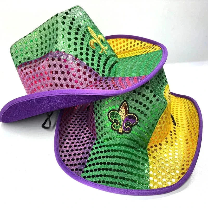 New arrival 2024 trend sequin style decorations mardi gras captain hat