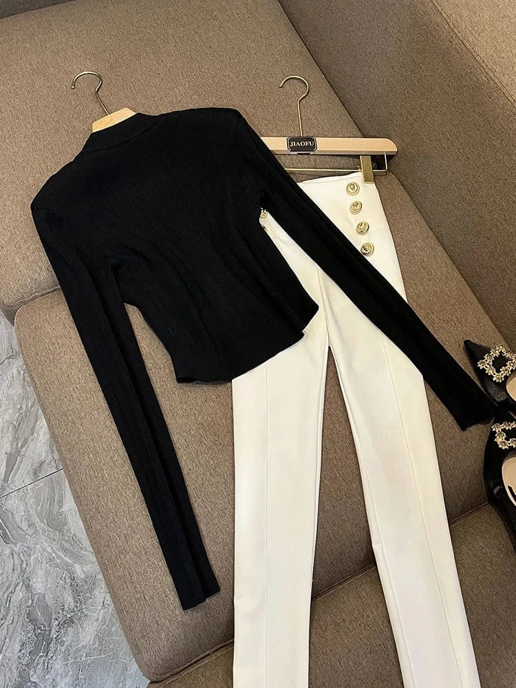 New Arrival All Match Solid Top V-neckline Fine Workmanship Single-breasted Long Sleeve Women Knit Cardigan