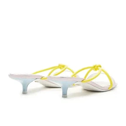 New arrival custom made low price square toe bow sweety slide slip on women heel sandals for ladies women slipper sandals