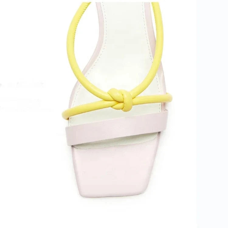 New arrival custom made low price square toe bow sweety slide slip on women heel sandals for ladies women slipper sandals