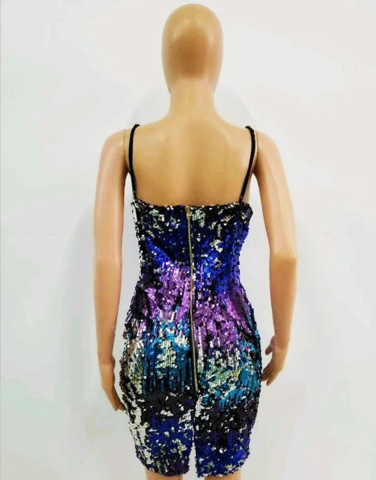 New arrival sexy deep V neck women sequins club party dress