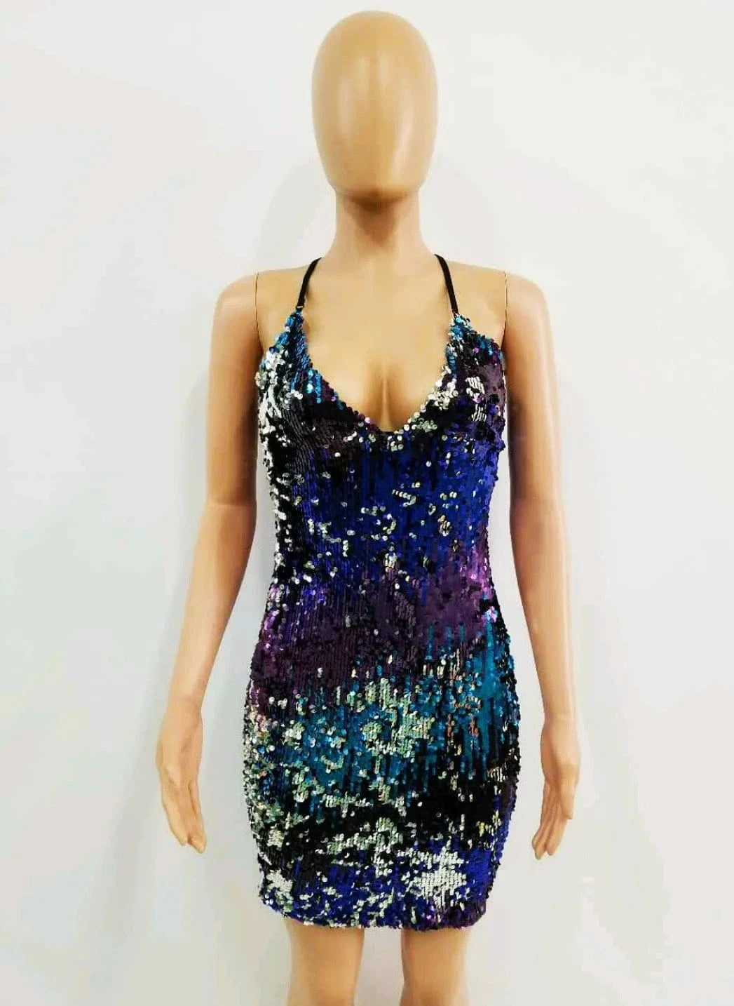 New arrival sexy deep V neck women sequins club party dress