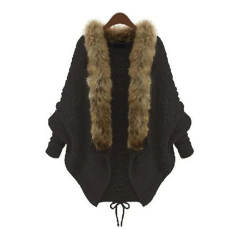 New Arrivals 2024 Knitted Cardigan Cape Shawl Bat Shirt Wool Collar Sweater Jacket