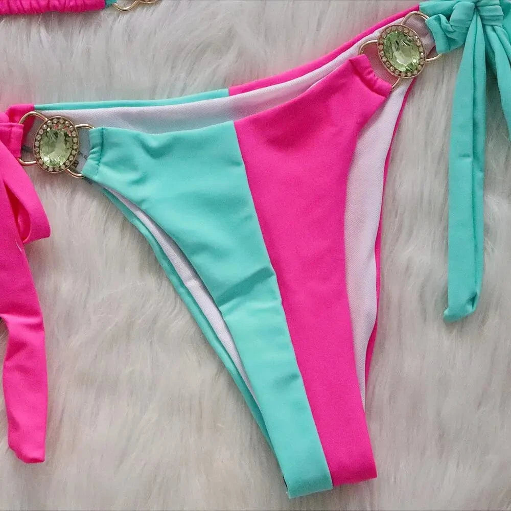 New arrivals 2024 summer diamond two piece swimwear beachwear beachwear woman bikini