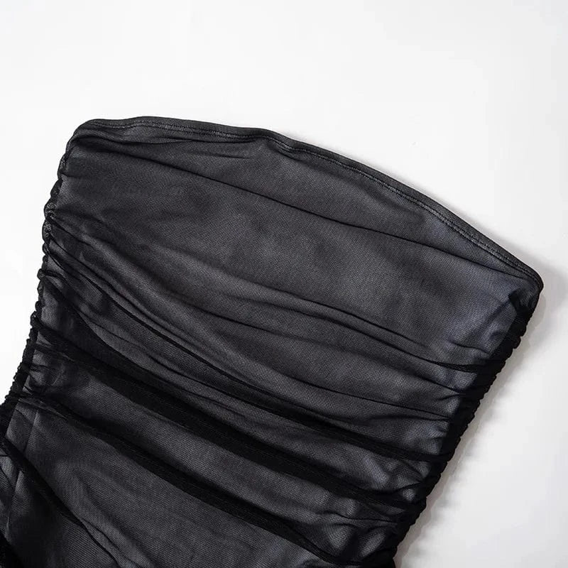 New arrivals boutique 2024 summer strapless party evening mesh sexy ladies women's dresses