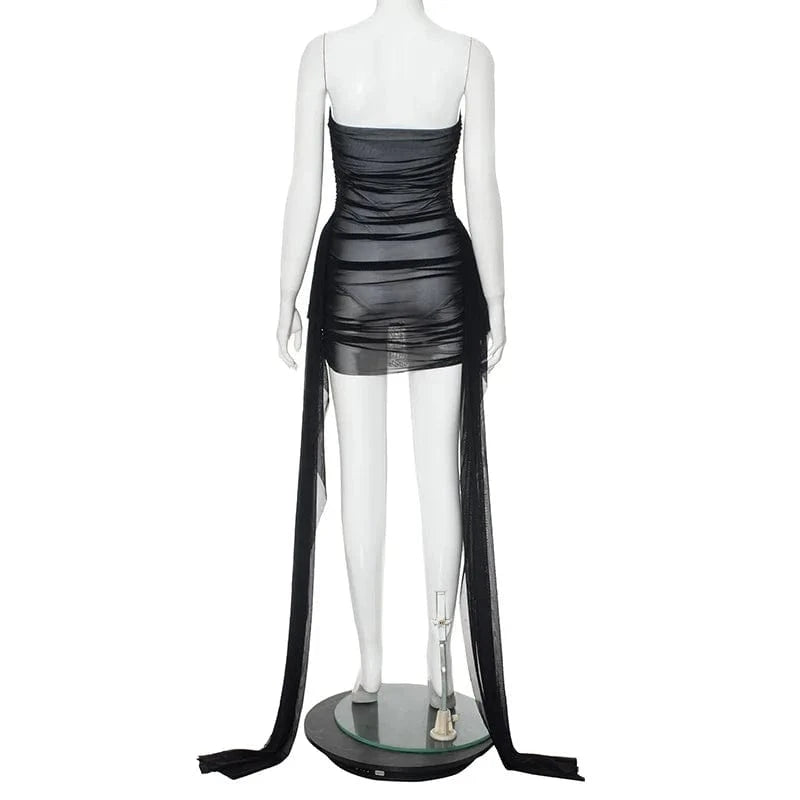 New arrivals boutique 2024 summer strapless party evening mesh sexy ladies women's dresses