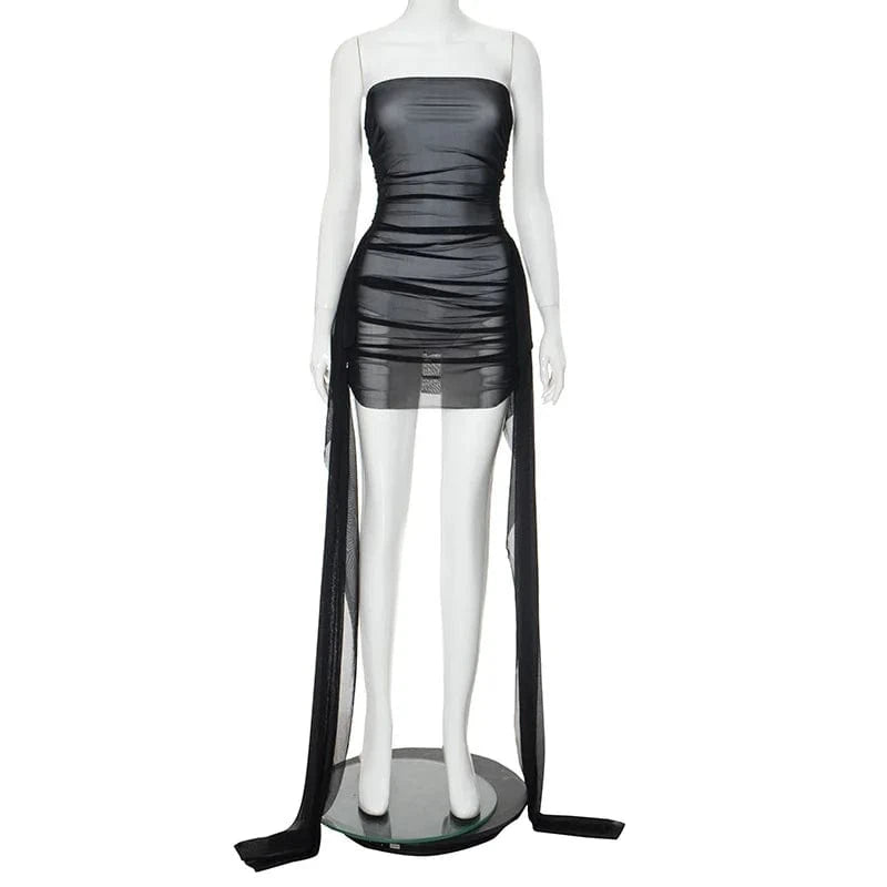 New arrivals boutique 2024 summer strapless party evening mesh sexy ladies women's dresses