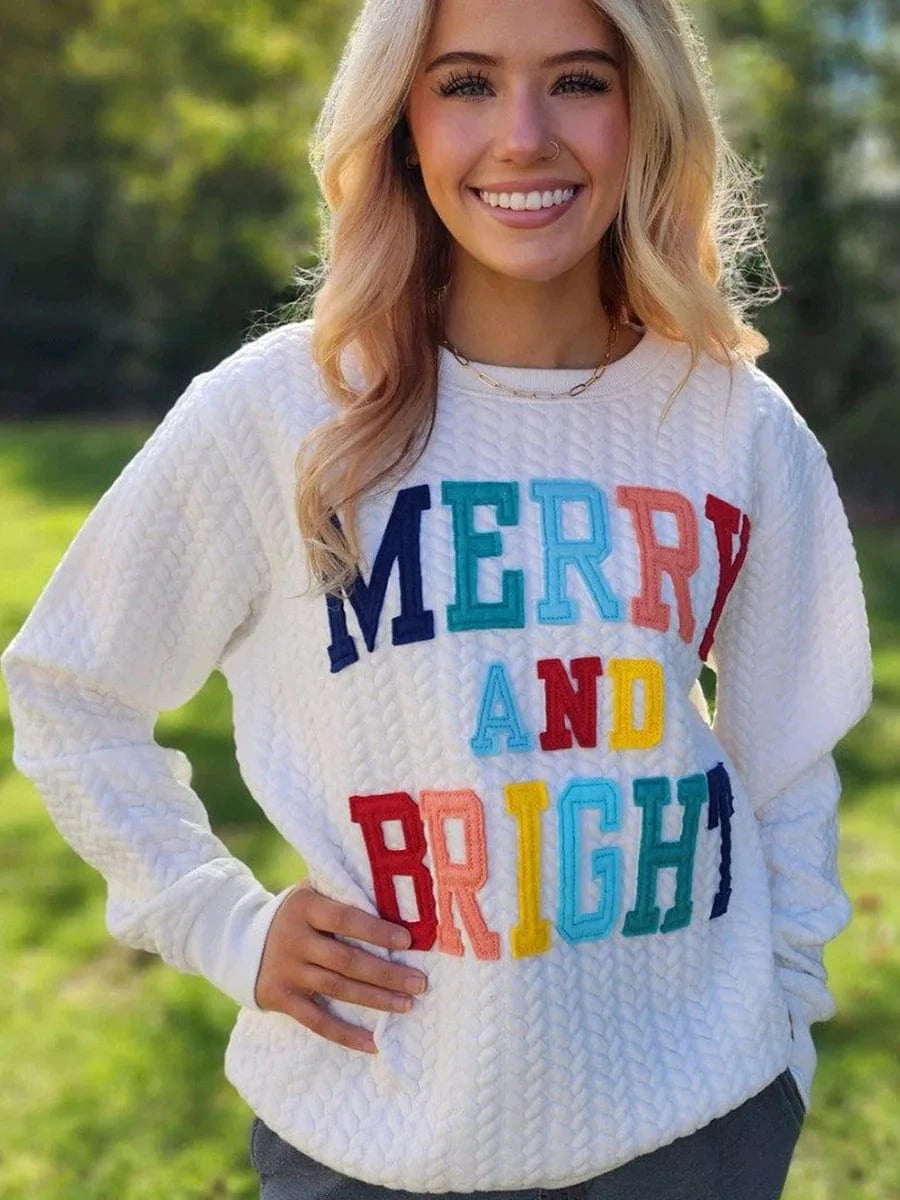 New Arrivals Christmas Merry Sweater Autumn Polyester Embroidery Letters Santa Hoodies women's clothing tops