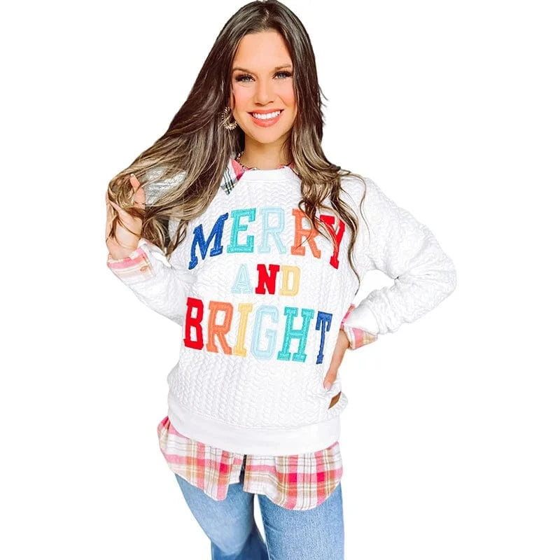 New Arrivals Christmas Merry Sweater Autumn Polyester Embroidery Letters Santa Hoodies women's clothing tops