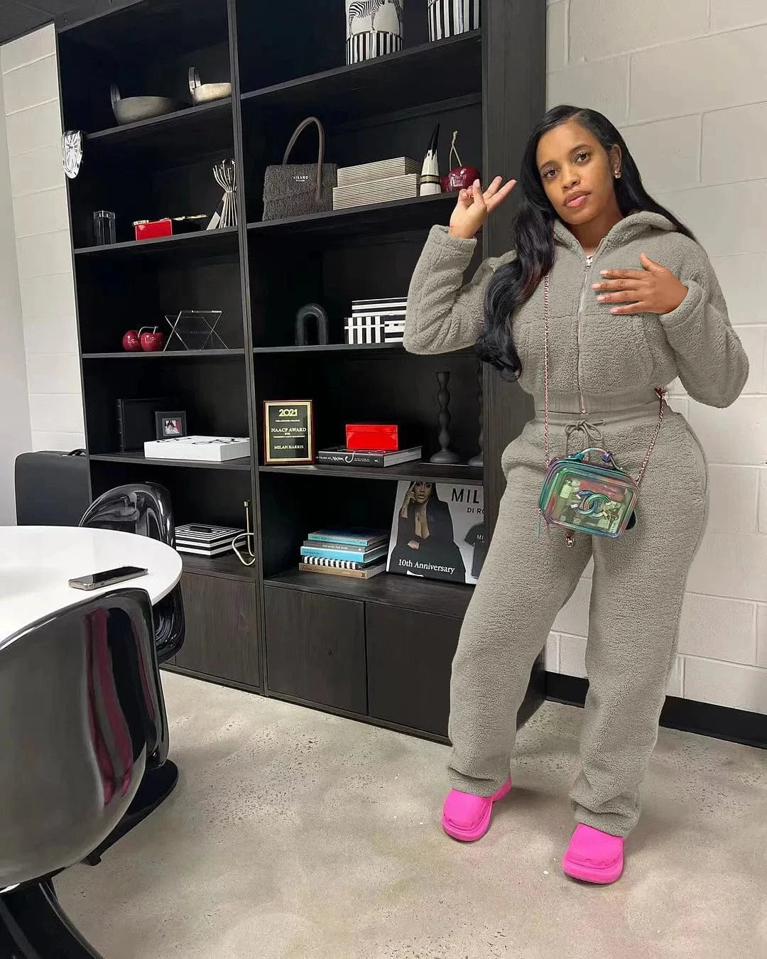 New arrivals factory 2024 fall boutique lounge wear plush winter two piece pants set