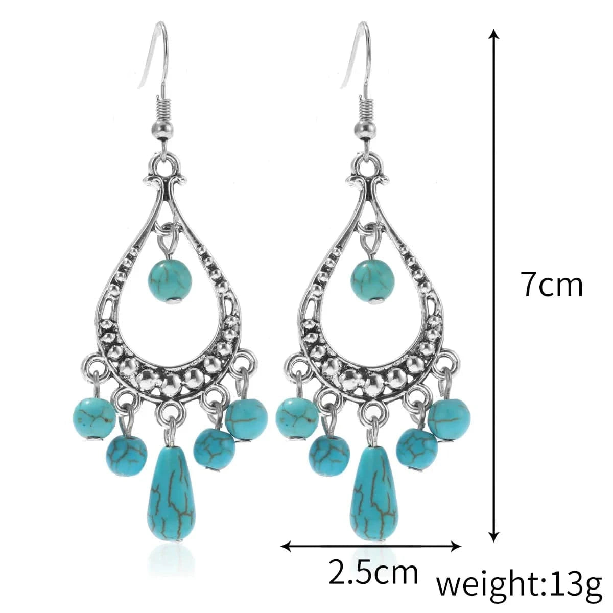 New Arrivals Retro Bohemian Turquoise Stone tribal earrings Vintage Drop Earrings Long Boho Earrings Jewelry for Women Gifts