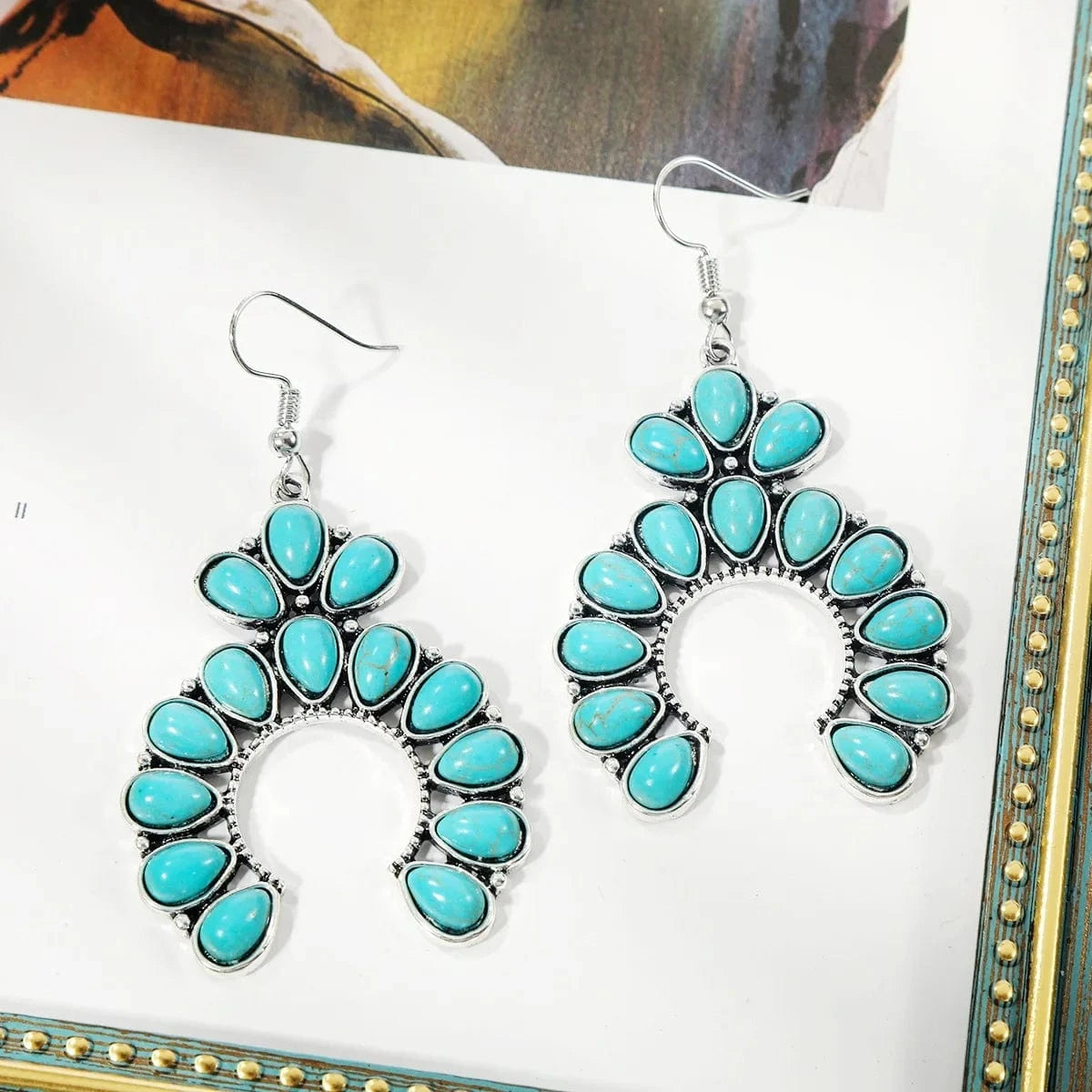 New Arrivals Retro Bohemian Turquoise Stone tribal earrings Vintage Drop Earrings Long Boho Earrings Jewelry for Women Gifts
