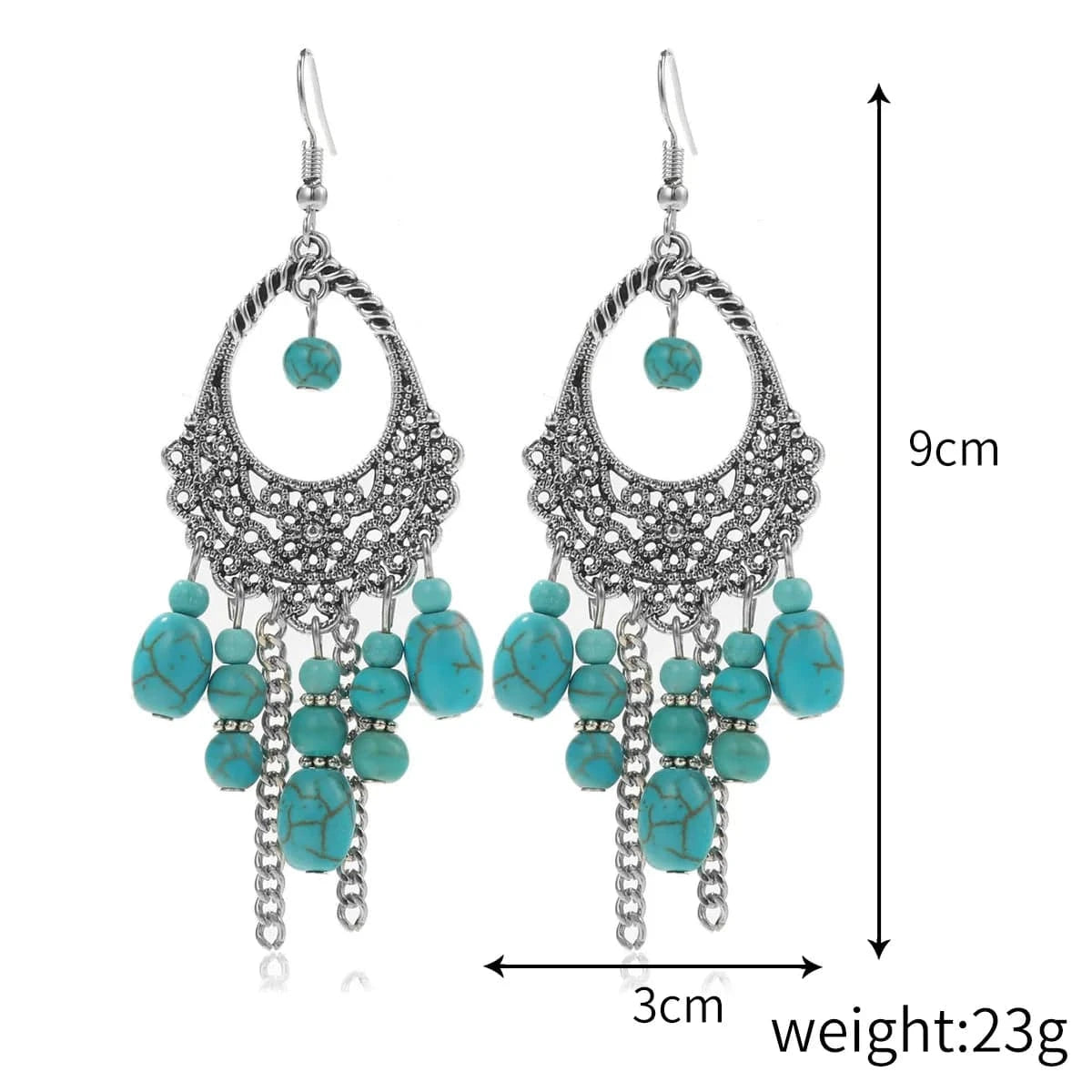 New Arrivals Retro Bohemian Turquoise Stone tribal earrings Vintage Drop Earrings Long Boho Earrings Jewelry for Women Gifts
