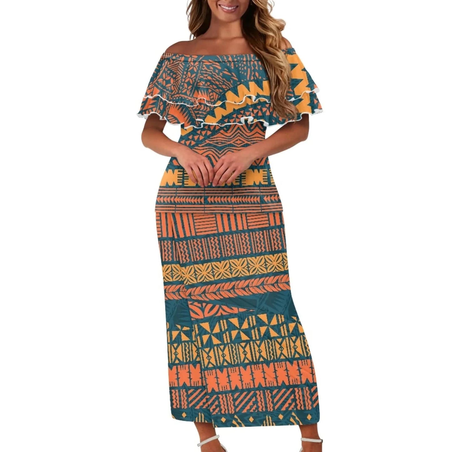 New Arrivals Ruffles Sexy Off Shoulder Women'S Custom Dresses Plus Size Samoan Puletasi Top And Skirt Two Pieces Set For Women