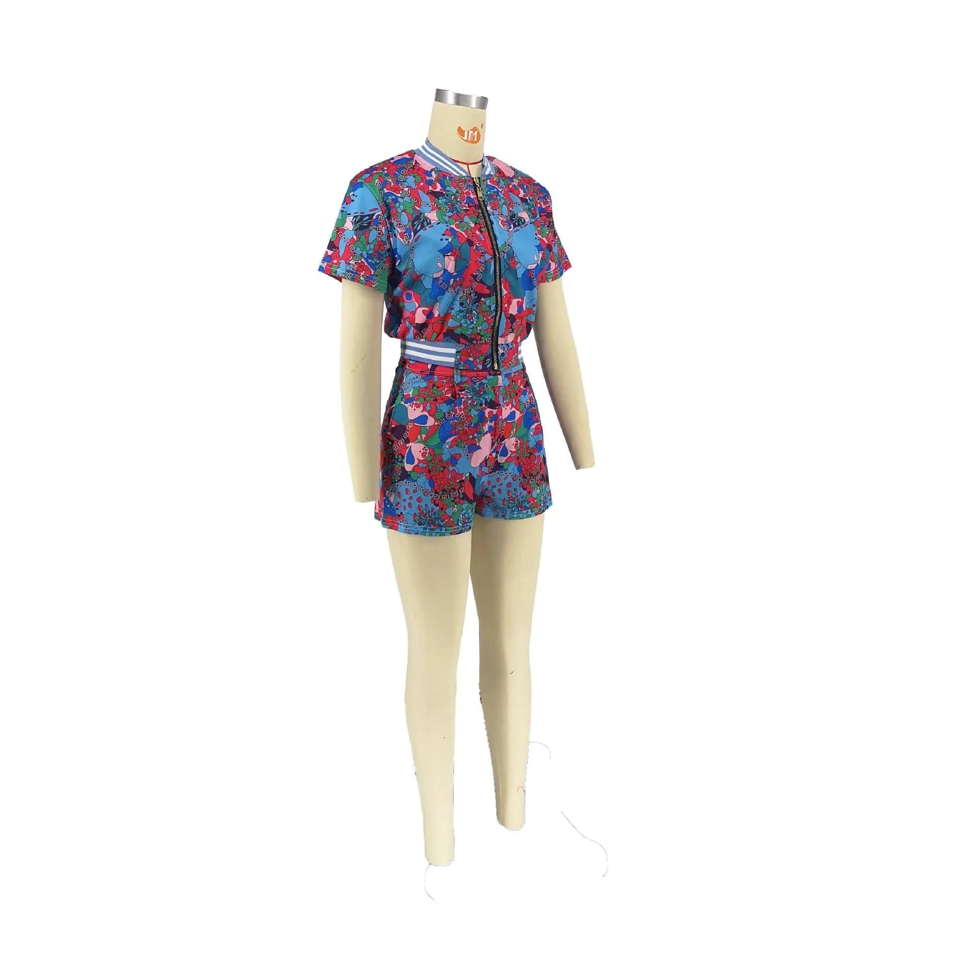 New arrivals S-2XL 2024 summer boutique digital print flower casual two piece shorts set