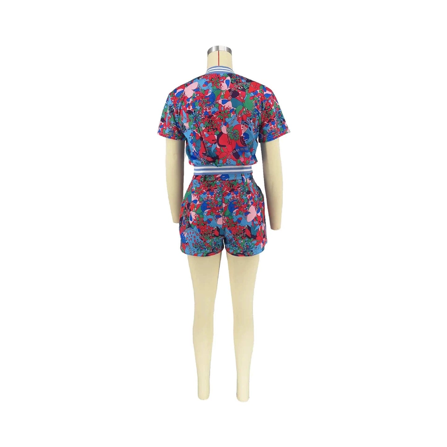 New arrivals S-2XL 2024 summer boutique digital print flower casual two piece shorts set