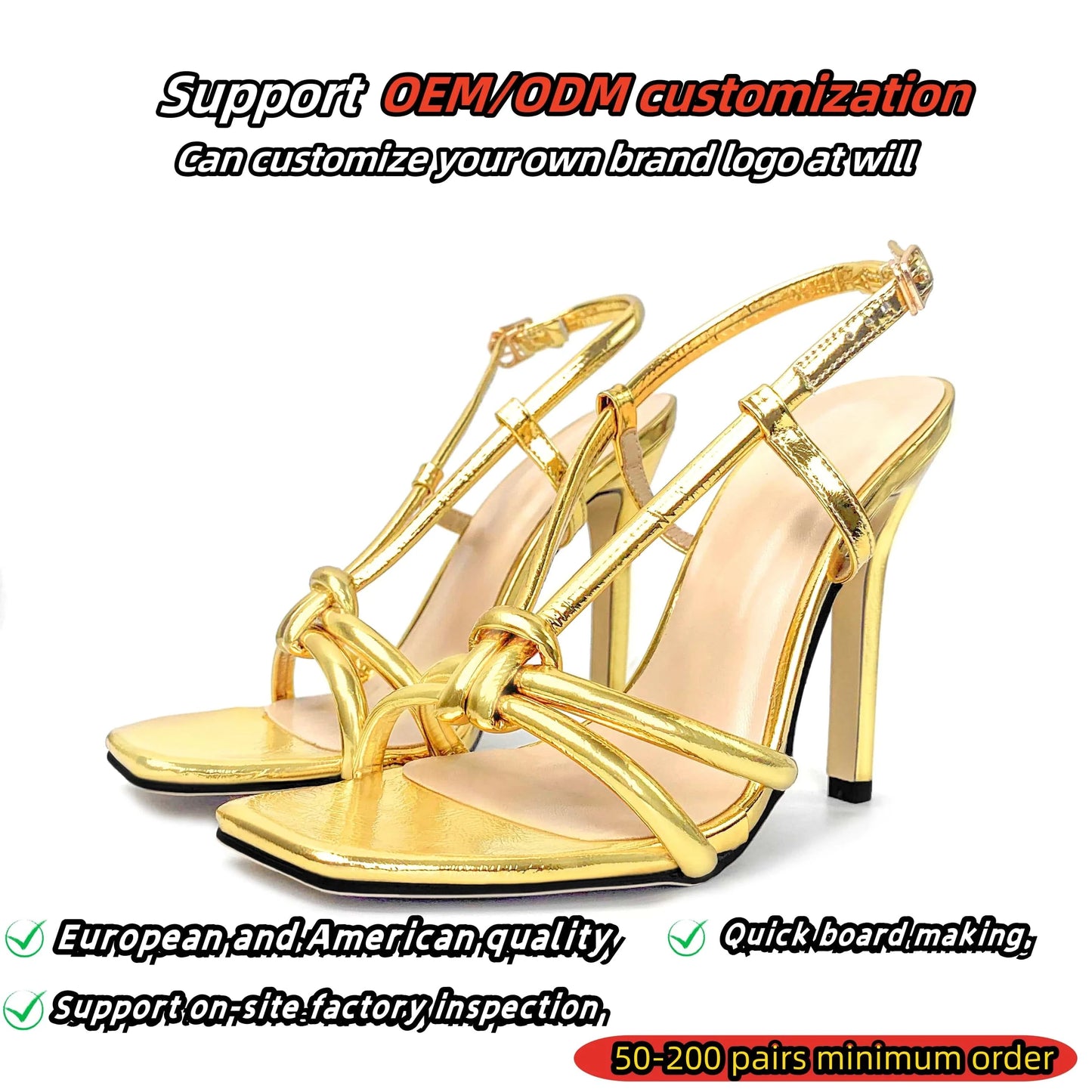 New arrivals summer rome metallic feeling cross strap women High heel slippers open toe woven belt square head ladies sandals