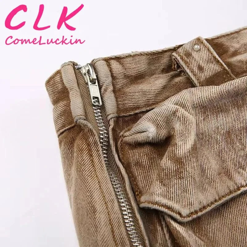 New Arrivals Women's Denim Skirt Casual Cotton Khaki Pocket Zipper Patchwork Mini Skirt Casual Denim Jeans Skirt Women Clothing