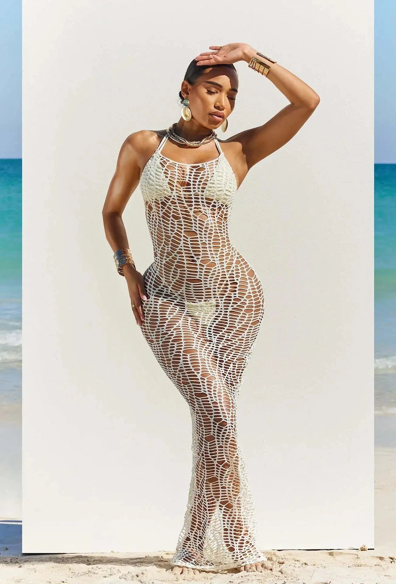 New arrivals womens crochet beach mesh swimwear coverup for women summer 2024