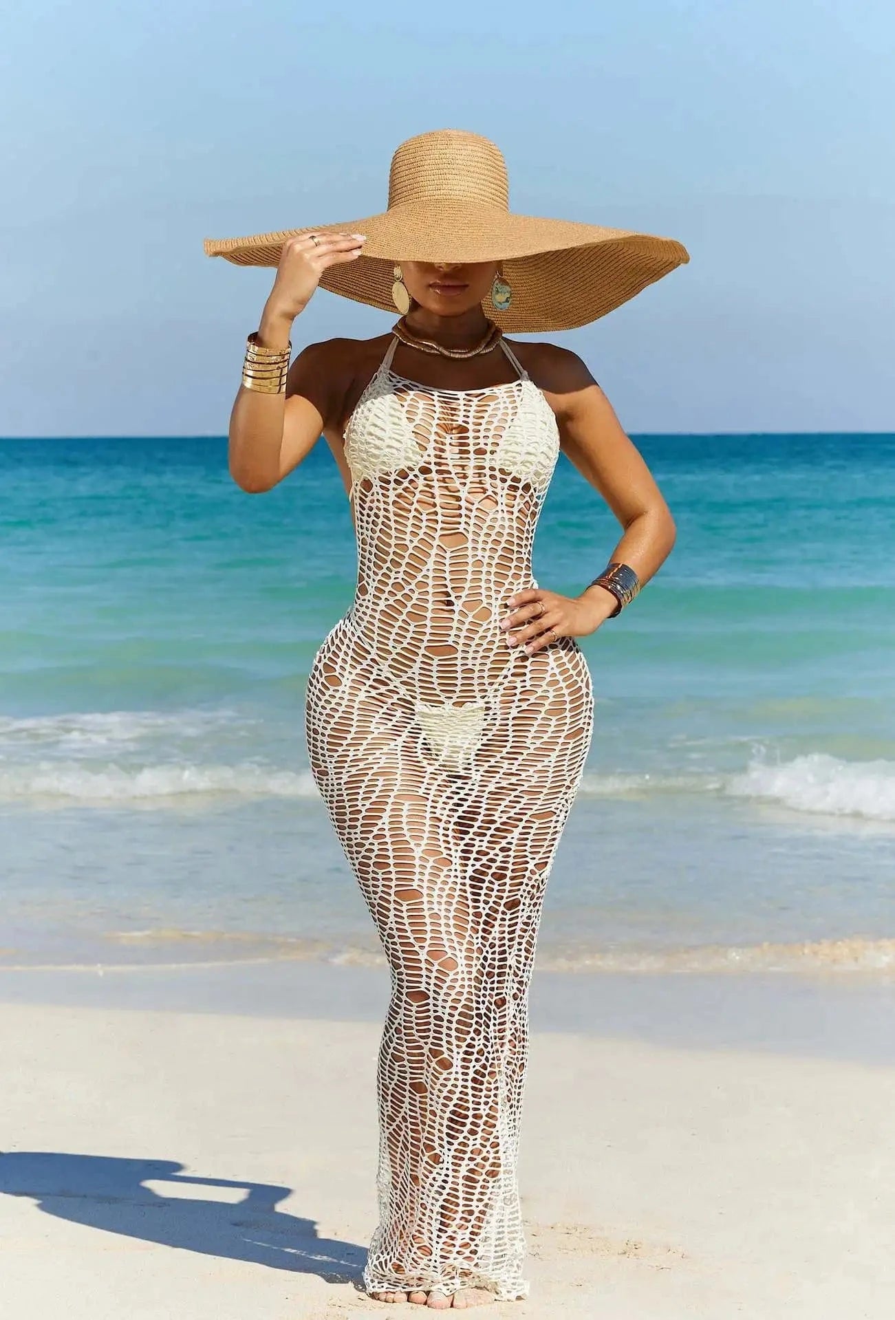 New arrivals womens crochet beach mesh swimwear coverup for women summer 2024
