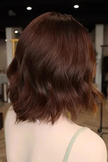New Autumn Wig Copper Reddish Brown Highlight Color Short Wave Cut Virgin Remy European Cuticle Human Hair Lace Front Wigs