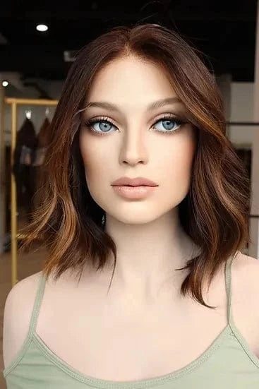 New Autumn Wig Copper Reddish Brown Highlight Color Short Wave Cut Virgin Remy European Cuticle Human Hair Lace Front Wigs