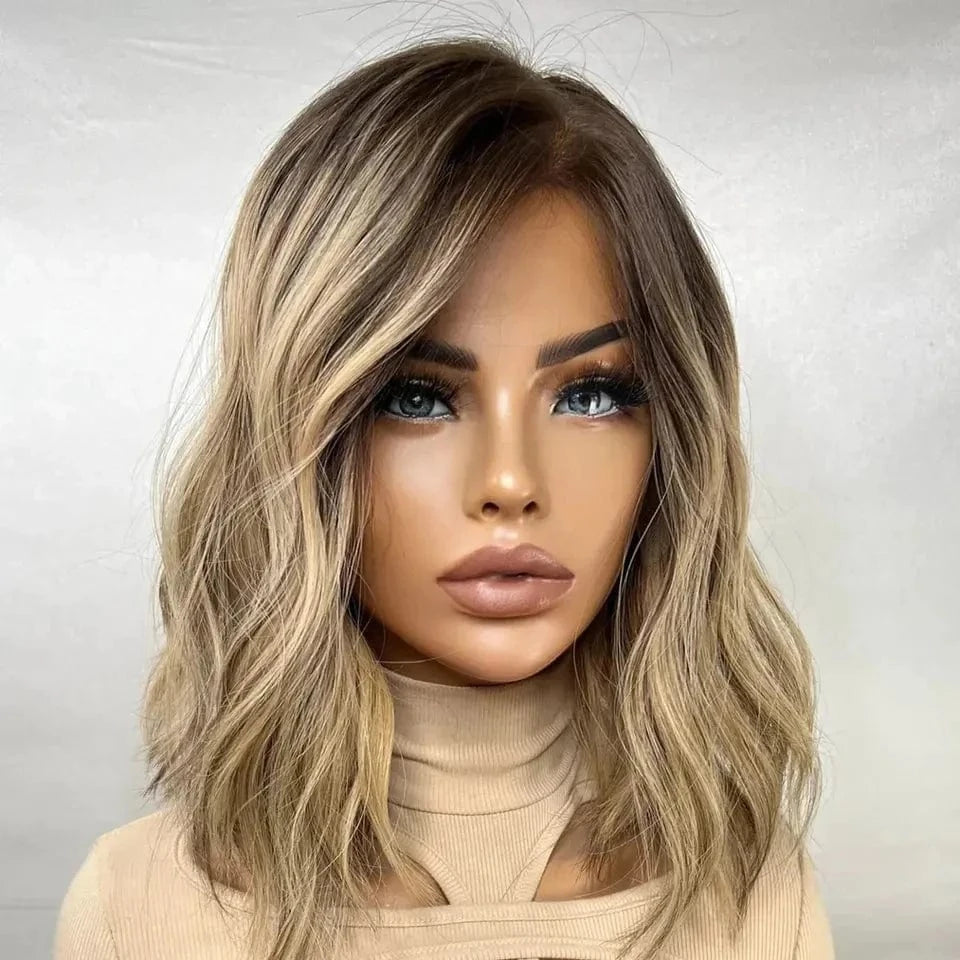 New Autumn Wig Copper Reddish Brown Highlight Color Short Wave Cut Virgin Remy European Cuticle Human Hair Lace Front Wigs