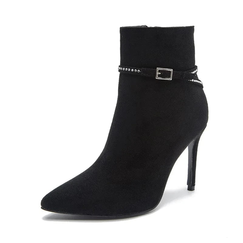 New Autumn Winter Women Martin Boots Female Pointed-toe Ankle Buckle High Heels Sexy Party Banquet Ladies Ankle Boots