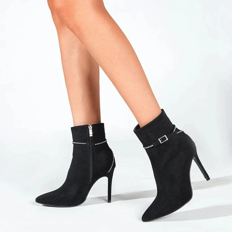 New Autumn Winter Women Martin Boots Female Pointed-toe Ankle Buckle High Heels Sexy Party Banquet Ladies Ankle Boots