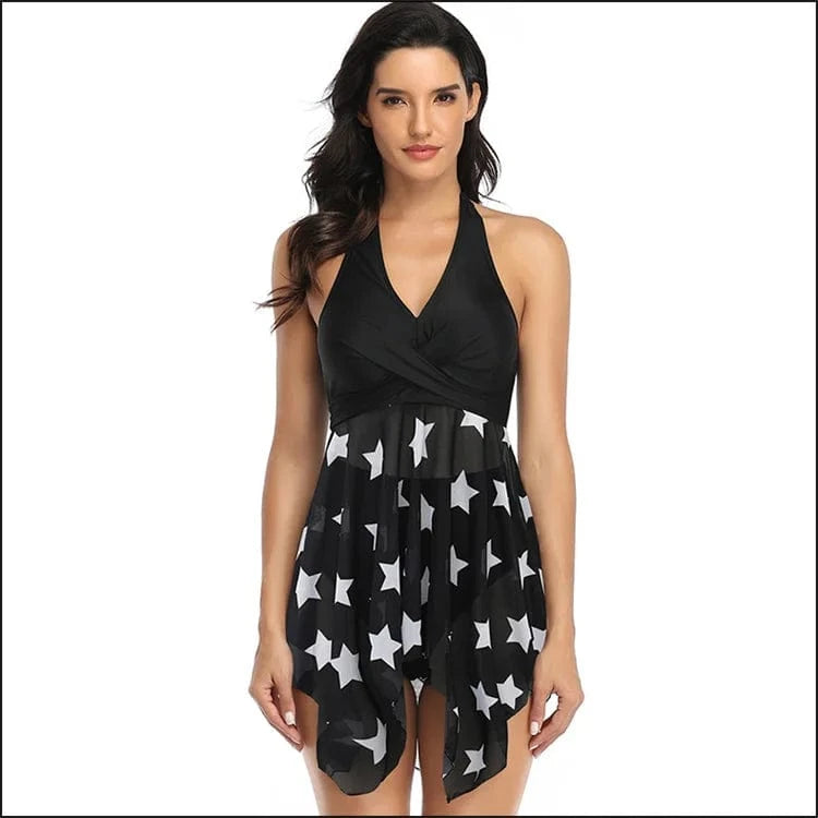 New bikini tie-front halter neck swimsuits floral print split style Two Piece Set swimwear beachwear