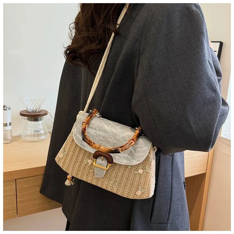 New Box Shape weave Crossbody Hand Bag Girls Shoulder Bag Clutch Purse Cute Small Women's Handbags