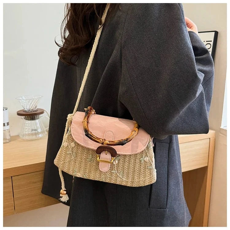 New Box Shape weave Crossbody Hand Bag Girls Shoulder Bag Clutch Purse Cute Small Women's Handbags