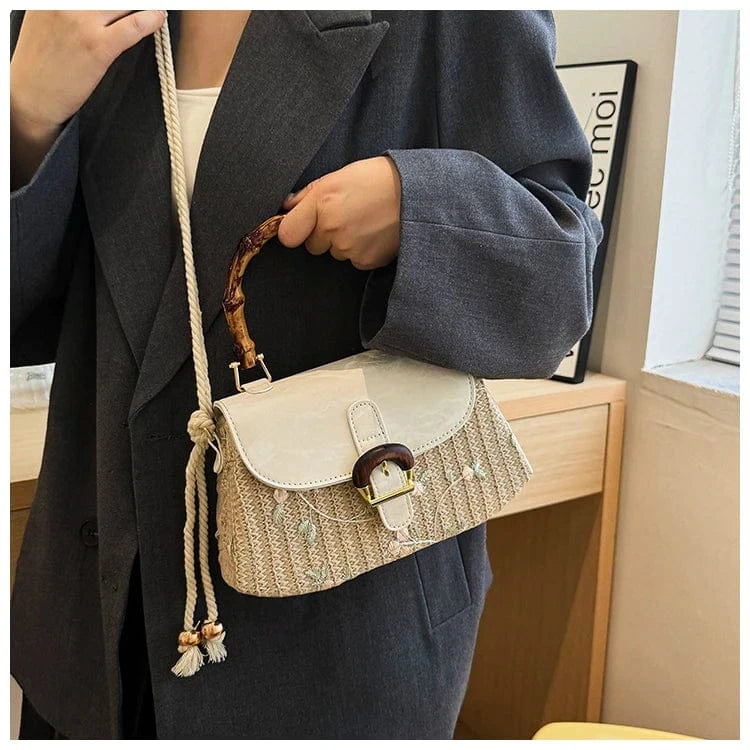 New Box Shape weave Crossbody Hand Bag Girls Shoulder Bag Clutch Purse Cute Small Women's Handbags
