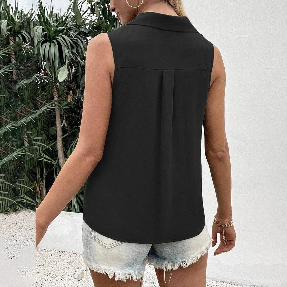 New Chiffon Vest Lady Shirt Summer Sexy Blouse Tops for Women Clothing Korean Tank Pullover Female Casual Slim T-shirt Tee