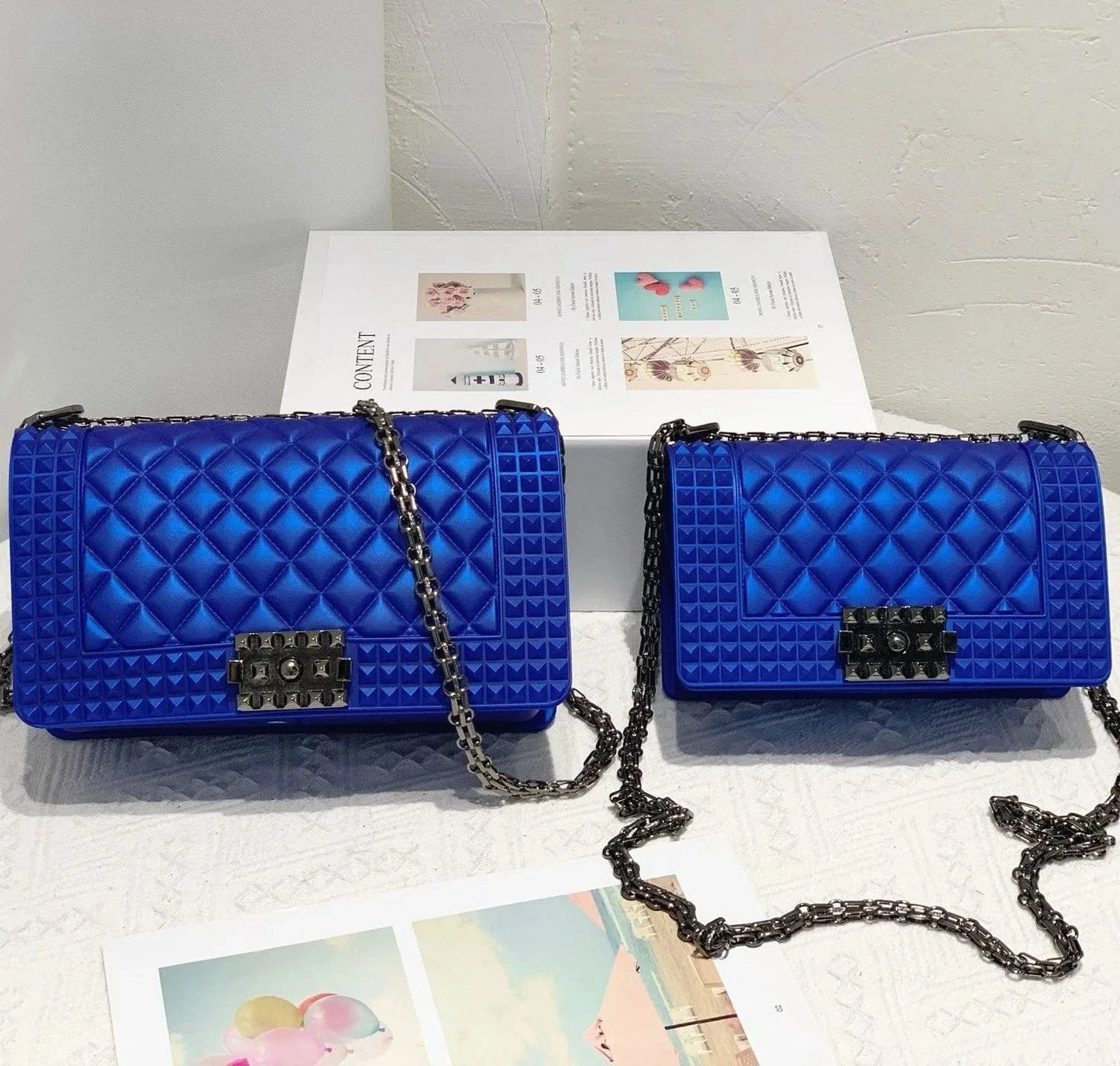 New Color Women Purses Chain Matte Frosted Lock Jelly Handbags Crossbody Bag