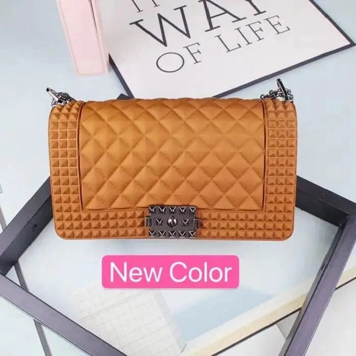 New Color Women Purses Chain Matte Frosted Lock Jelly Handbags Crossbody Bag