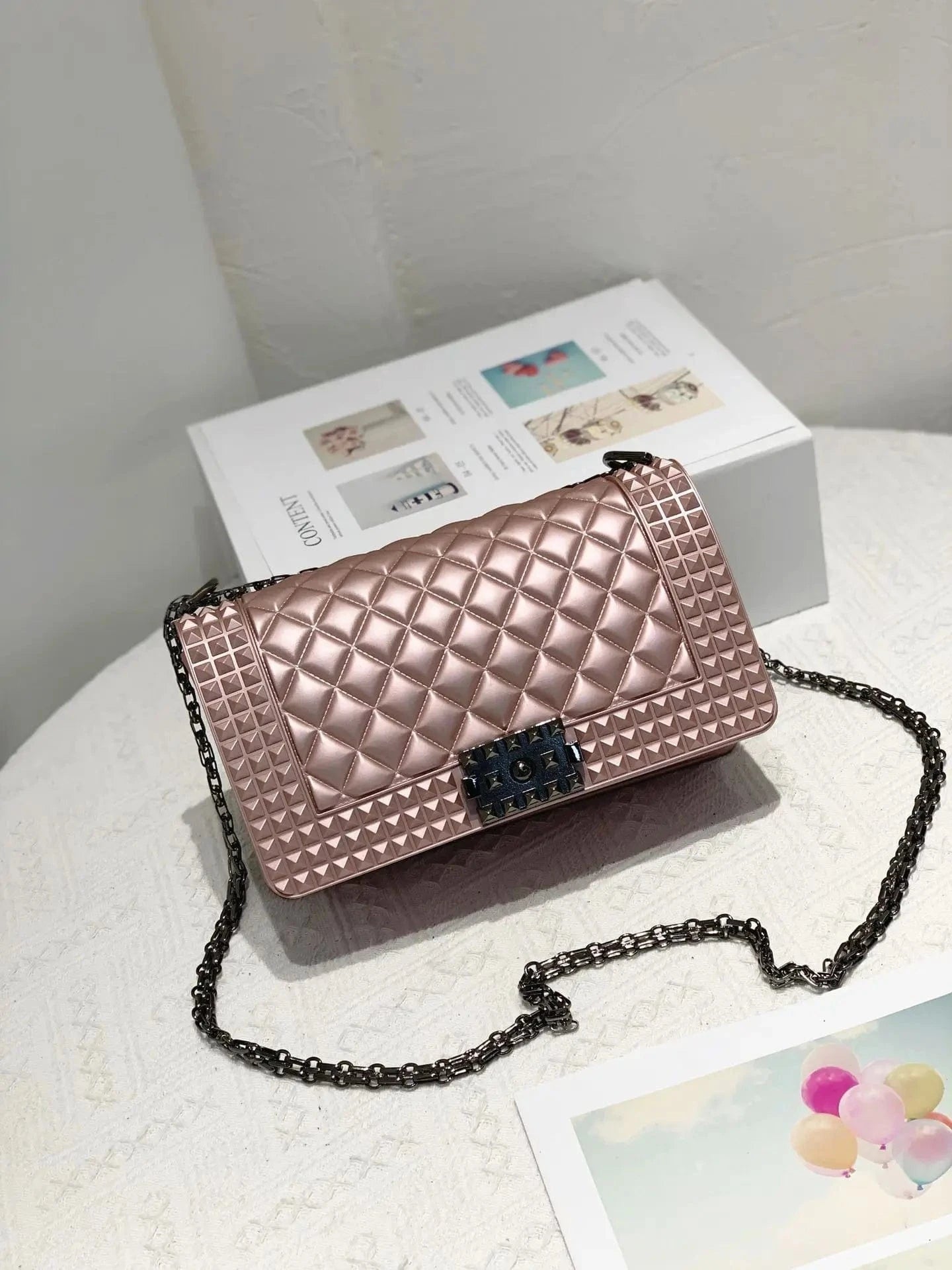 New Color Women Purses Chain Matte Frosted Lock Jelly Handbags Crossbody Bag