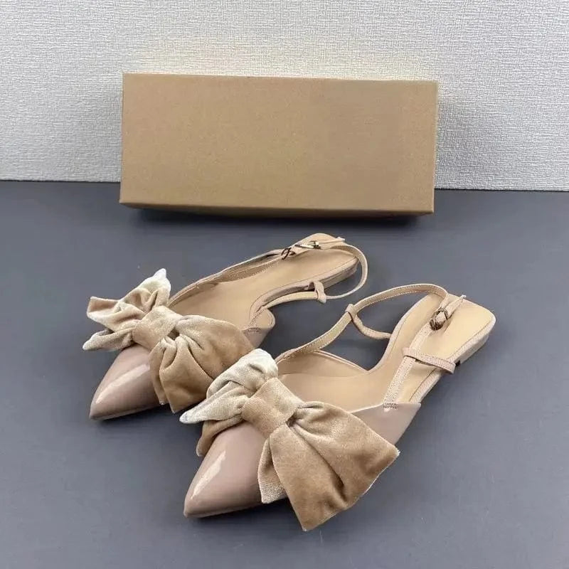 New Comfortable Non-Slip Bow Slingback Loafer Pumps Dress Female 2024 Casual Ladies Flat Shoes