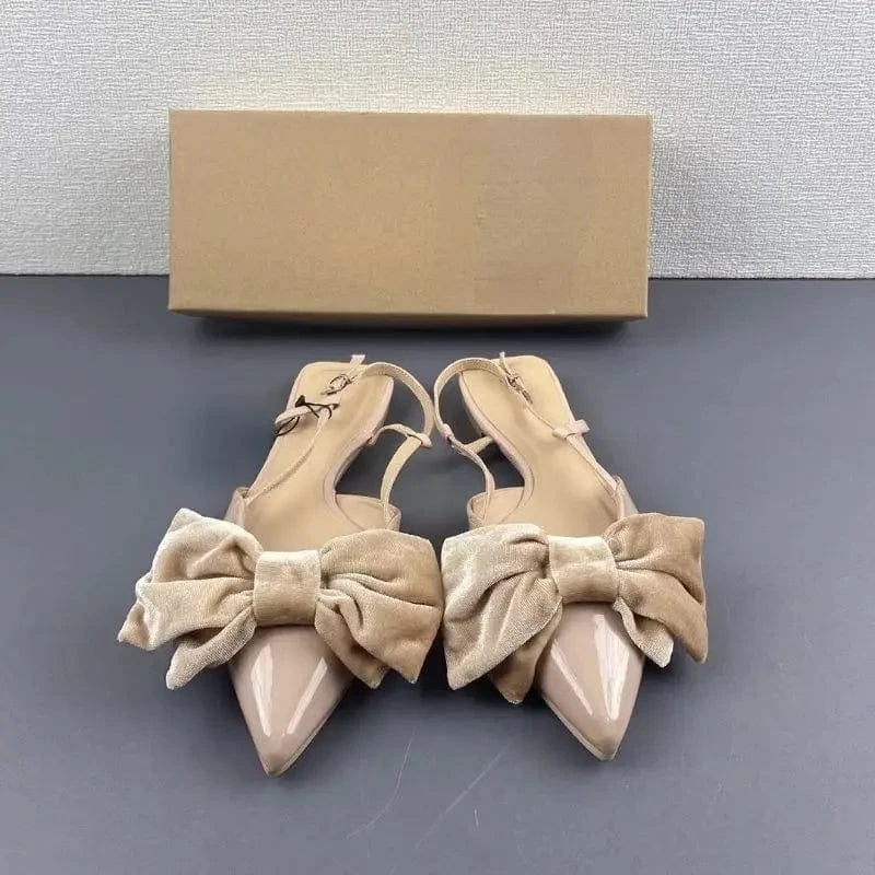 New Comfortable Non-Slip Bow Slingback Loafer Pumps Dress Female 2024 Casual Ladies Flat Shoes