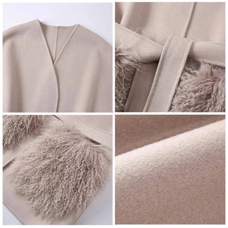 New Coming Fur Pockets Women 100% Wool Soft Vest Cashmere Waistcoat
