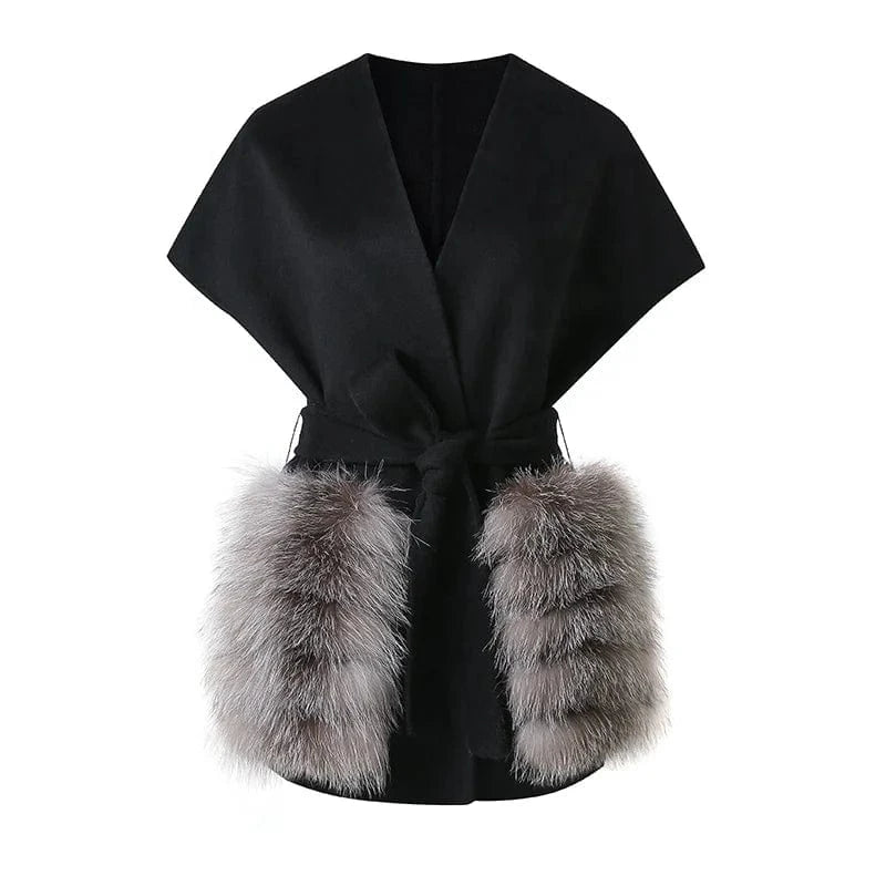 New Coming Fur Pockets Women 100% Wool Soft Vest Cashmere Waistcoat