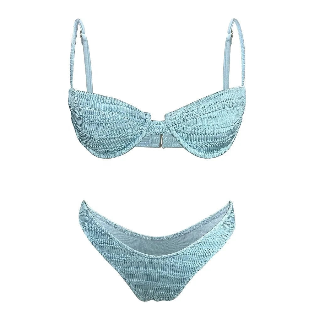 New Design 2024 swimwear Bikinis Eco Friendly fabric Sexy Swimsuit Women beach recycle crinkle Bikini