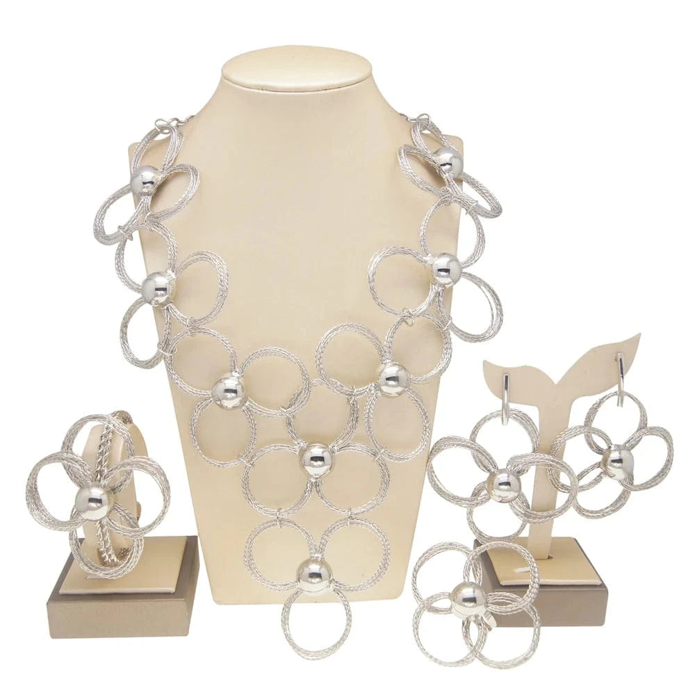 New design 24k Italian gold plated women jewelry set necklace Hot gold jewelry sets for party