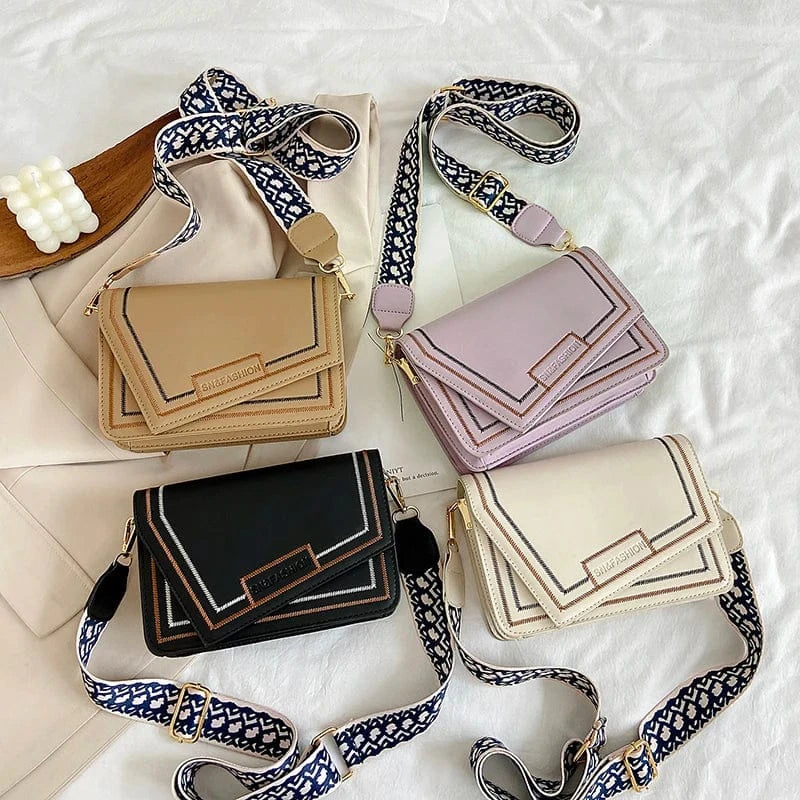 New Design Cute Purses 2024 Young lady Wide Shoulder Strip Handbag Purse popular Design women handbags