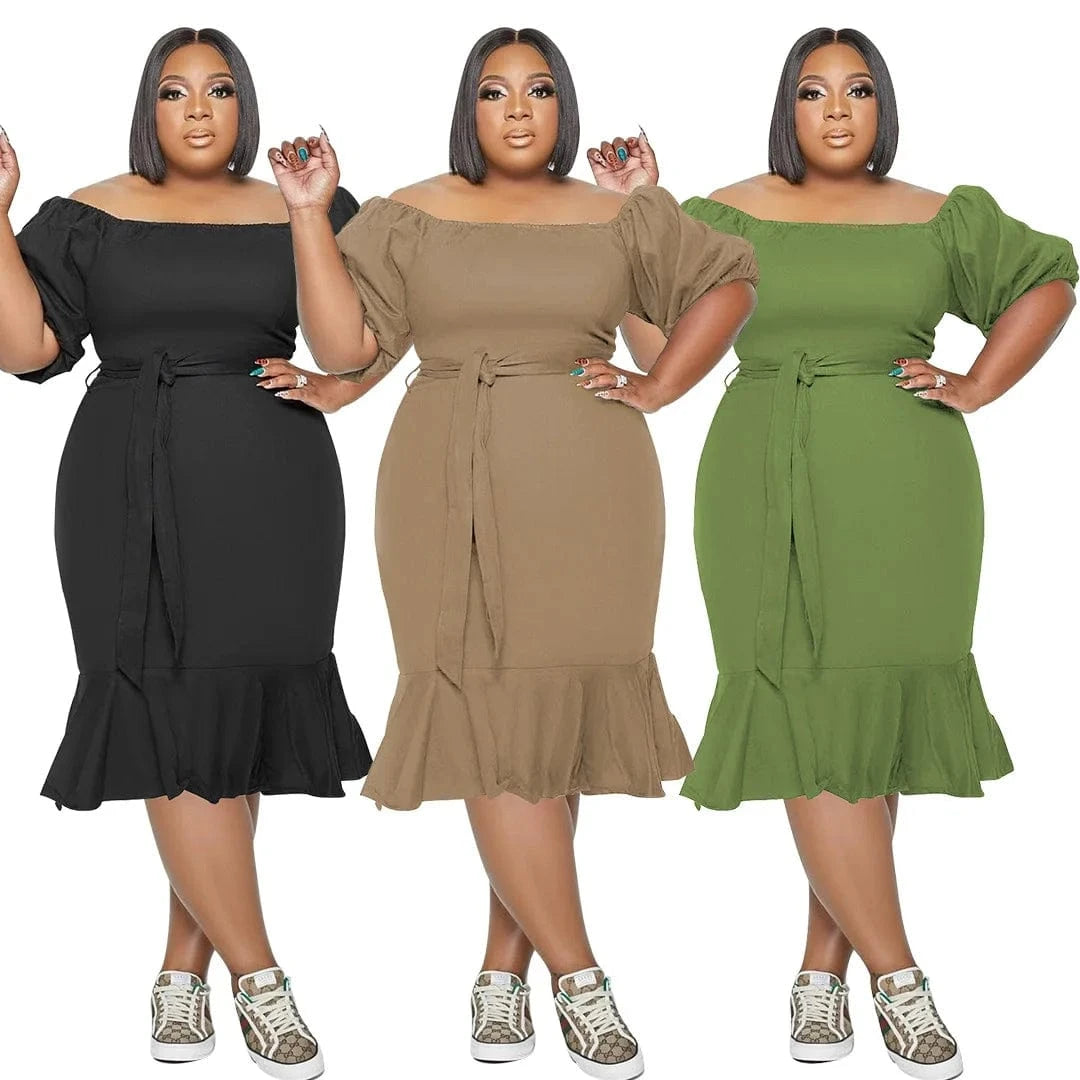 New Design Plus Size One Piece Dress for XL-4XL Women Clothing Cute Fishtail Shirt Dress Summer Clothing for Adult Dress