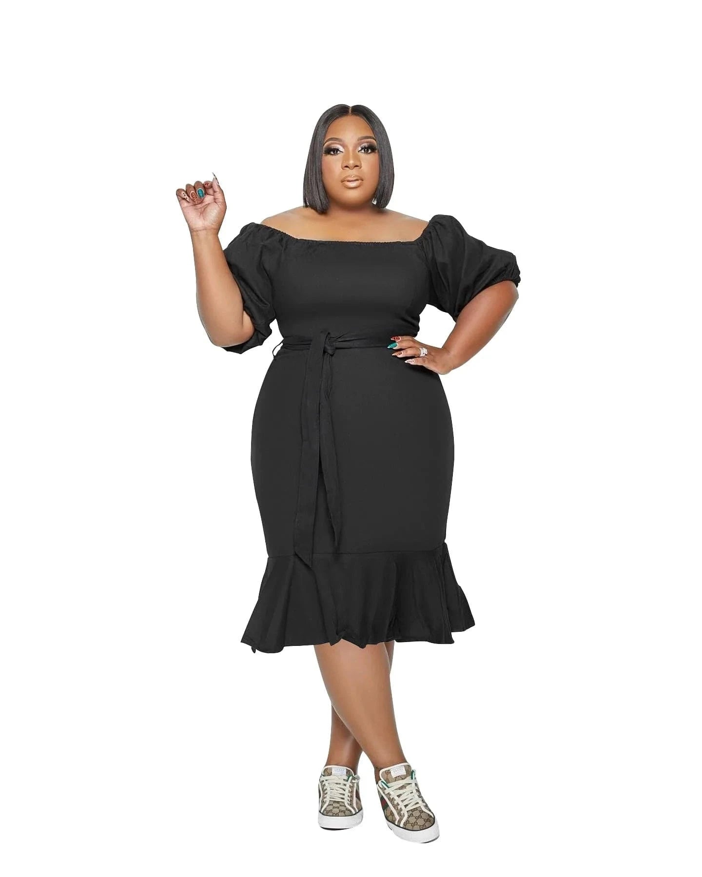 New Design Plus Size One Piece Dress for XL-4XL Women Clothing Cute Fishtail Shirt Dress Summer Clothing for Adult Dress